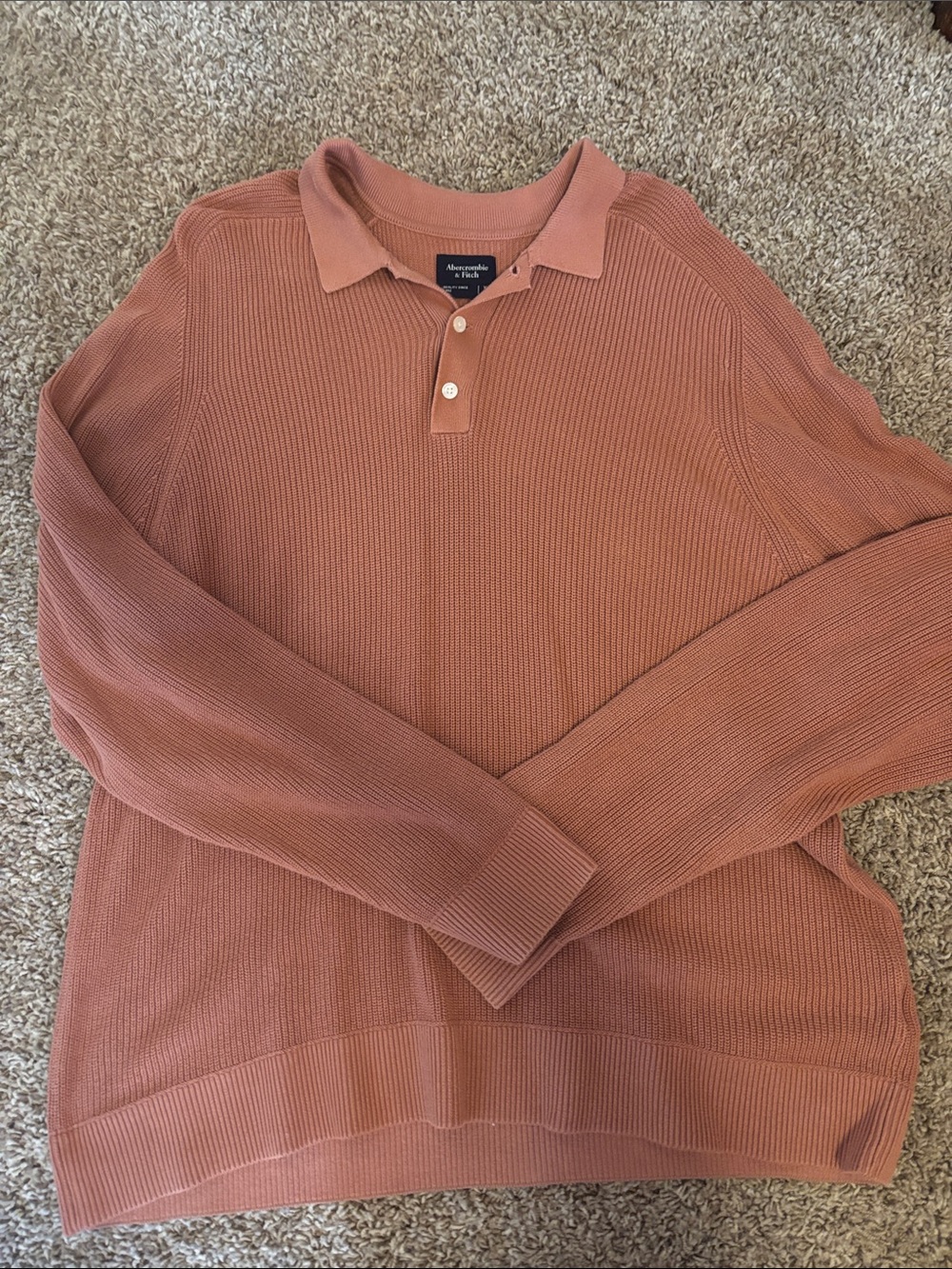 Abercrombie & Fitch Men's Long-Sleeve Polo in Dusty Rose